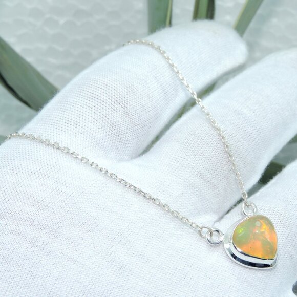 Opal Gemstone Silver Chain Pendant Necklace, Luxury Necklace Giits - Picture 2 of 6